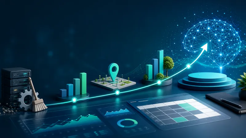 SEO growth timeline with technical SEO, local search, AI visibility, and lead automation milestones.